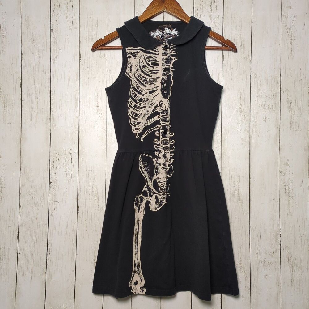 Iron Fist Skeleton Mini Dress Size M Gothic Punk Emo Grunge Bones Alt